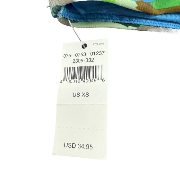 Aerie Scoop Bikini Top XS Retro Abstract Stripe Blue Green Padded Swimwear NWT - Picture 5 of 7